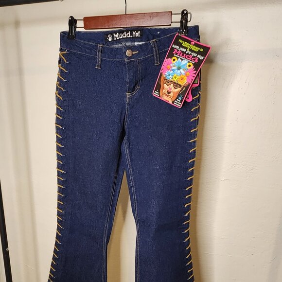 Mudd Low-Rise Lace-Up Bell Bottom Jeans – Size 7 – Dark Wash (NWT) - Picture 1 of 3